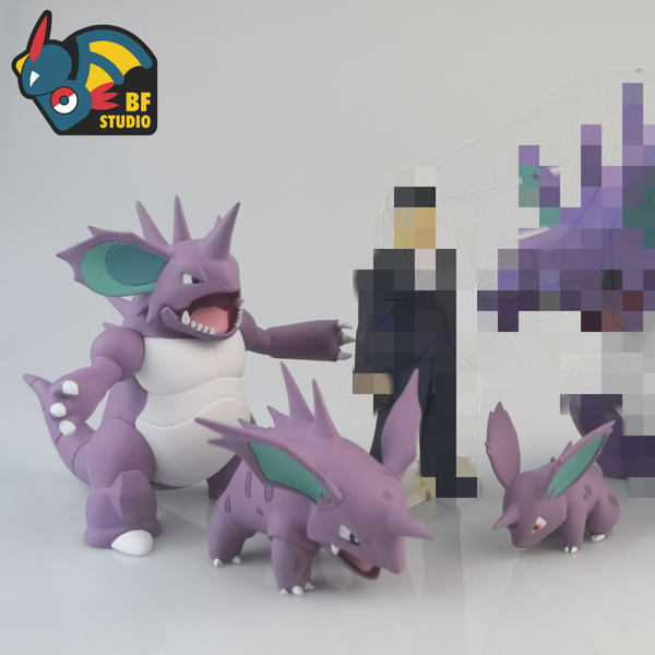 1/20 Scale World Zukan Nidoran Nidorino Nidoking - Pokemon - BF Studios [IN STOCK]