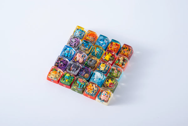 Mechanical Keyboard Resin Keycaps Pokemon Figures Set with 3D PokeDex