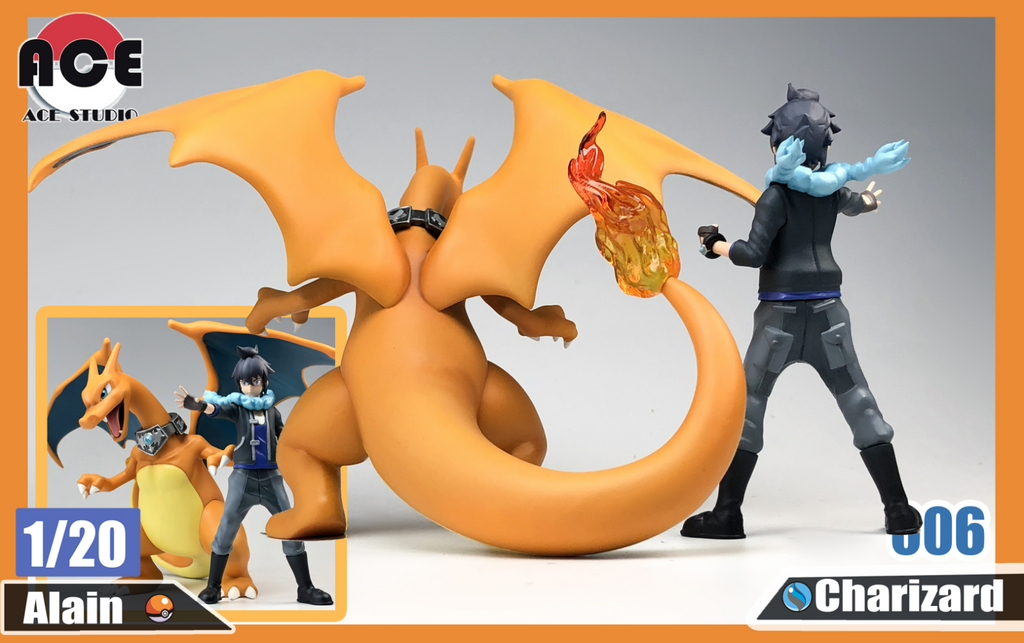 1/20 Scale World Zukan Alain & Mega Charizard X - Pokemon Resin Statue - QN  Studios [Pre-Order]